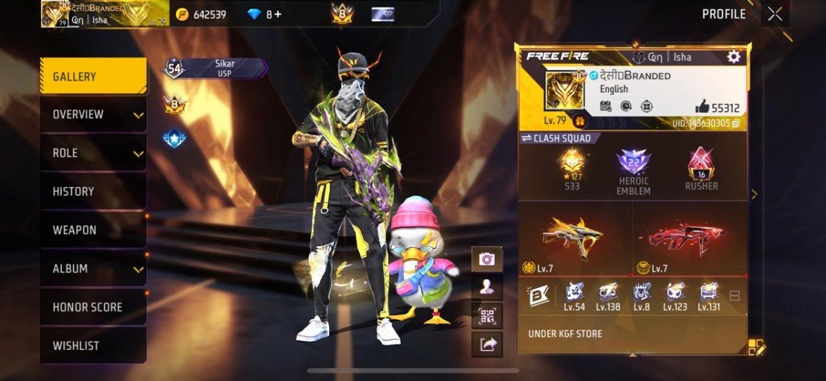 Free Fire FF ID | Level 79 | Heroic | Evo MP40 Account Buy